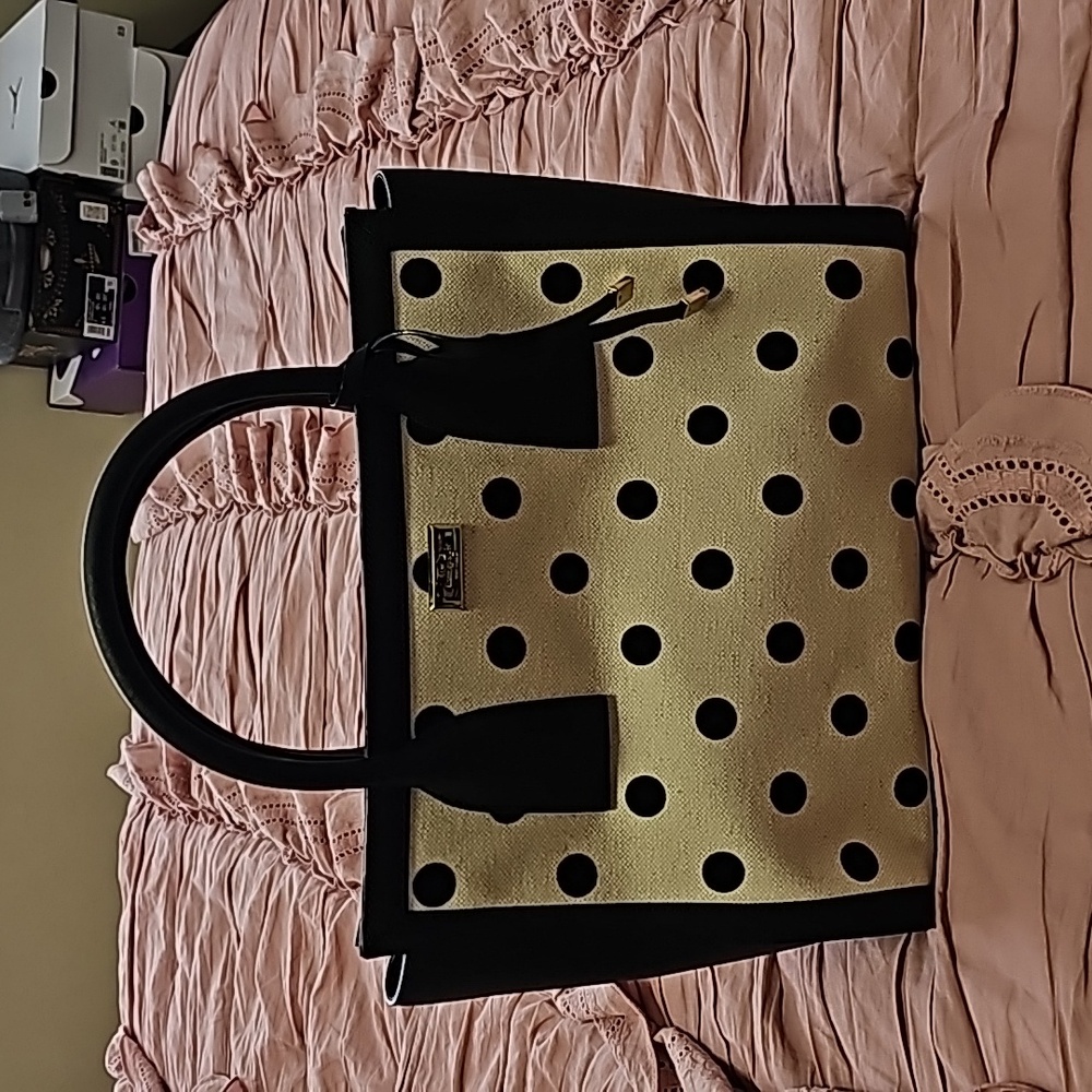 Kate Spade bag, polka dot, leather, canvas, new